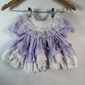 Vintage Martha’s Miniatures Baby Dress 0-3 Months Lavender Ruffles + Bell –Rare!